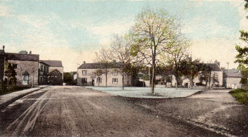 The Concrete (tinted).jpg - A tinted postcard of The Concrete and The Maypole Inn at Long preston - dated 14th May 1910.  ( The reverse is shown in the next image )